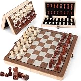 Joneytech Wooden Chess Set,11.5 inch Magnetic Chess Board Folding Design with Storage Travel Chess Game for Kids, Adults and Family Game Night