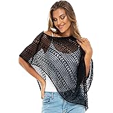Back From Bali Womens 100% Cotton Knit Poncho Sweater Lightweight Artisan Summer Shrug Shawl