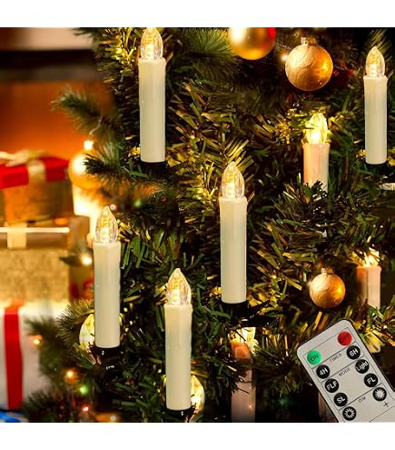 20ft Battery Operated LED Candle String Lights - 30 Clip-on Flameless Candles With Auto Timer & 8 Modes