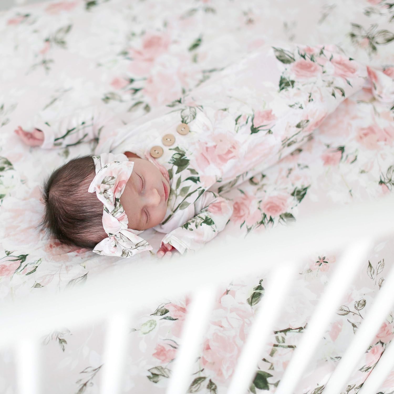 Posh Peanut Newborn Baby Soft Gown for Girls - Viscose from Bamboo Infant Layette Swaddle Wear - Vintage Pink Rose: Clothing