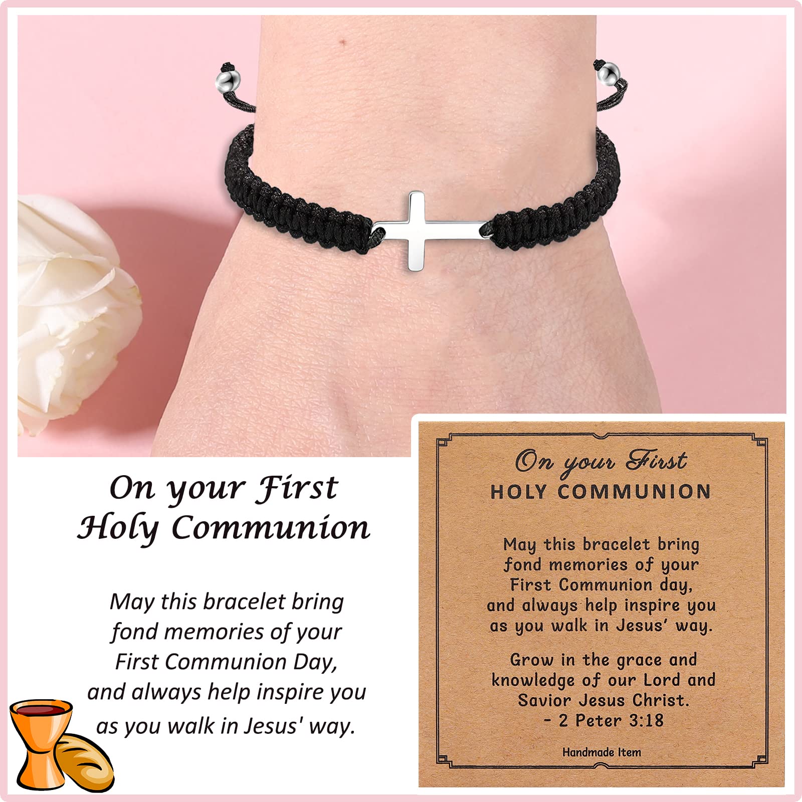 Korotho To Mens Gifts Cross Bracelet for Dad, Bonus Dad, Uncle, Son, Nephew, Grandson - Fathers Day Birthday Christmas First Communion Confirmation Baptism Christian Gift for Him