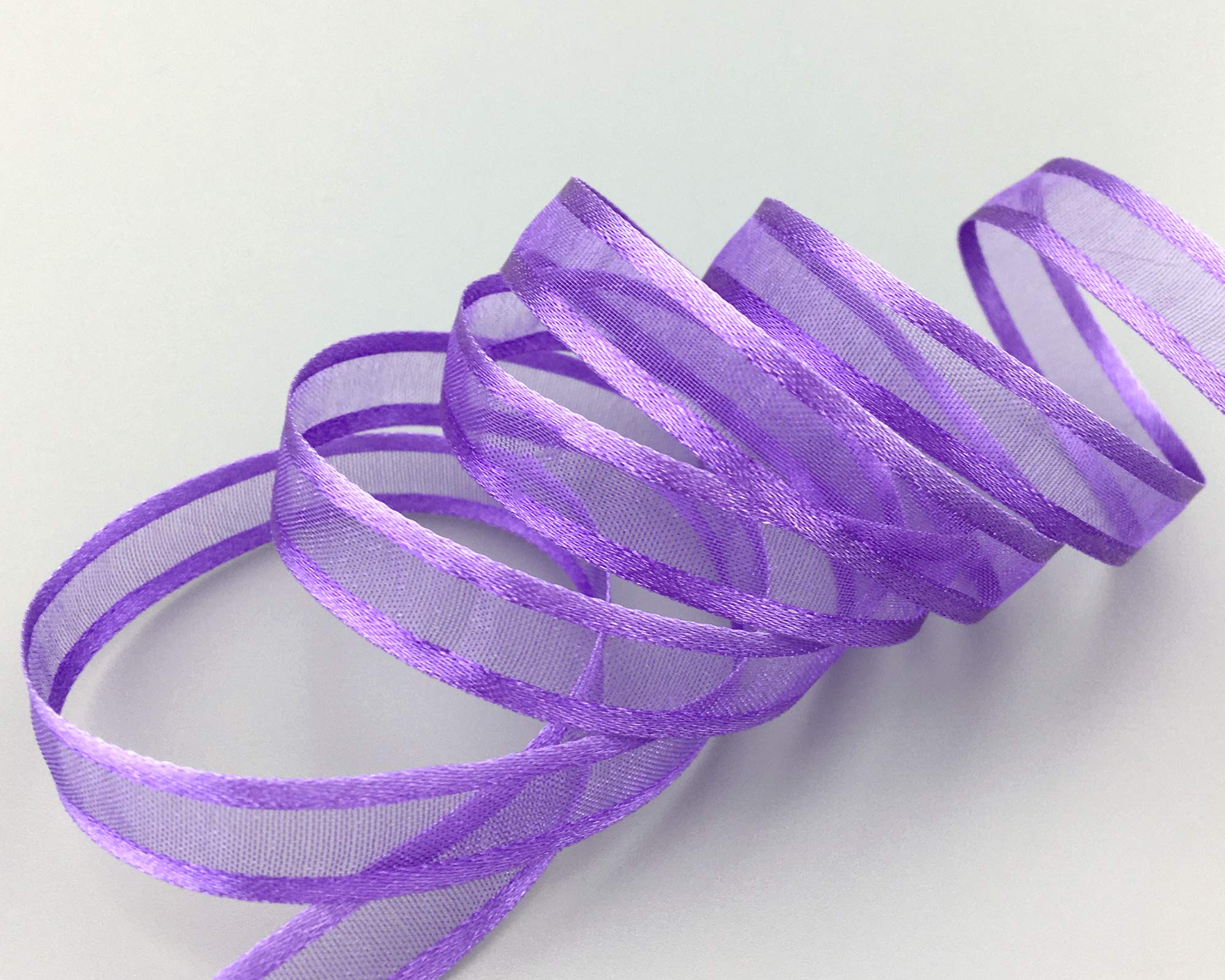 Finemark Chiffon Ribbon with Satin Edge Chiffon Decorative Ribbon Ribbon Ribbon Gift Ribbon Semi-Transparent Shiny No Wire Organza, lavender, 50 m x 10 mm