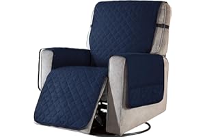 subrtex Recliner Chair Cover for Small Reclining Chair Slipcover Seat Width to 25 Inch Reversible Washable Protector with Elastic Adjustable Straps for Kids Pets (Small Recliner, Navy)
