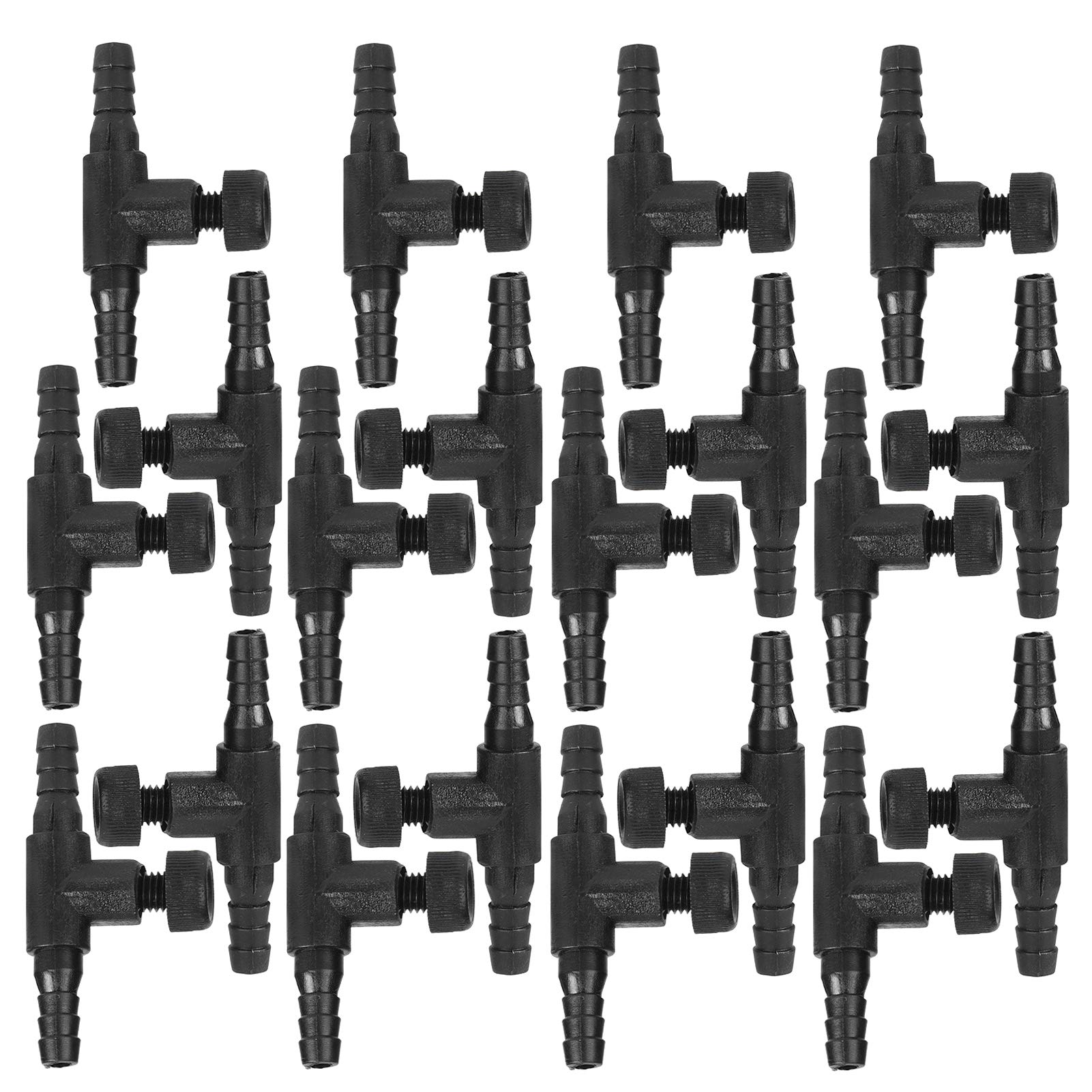 Pssopp 20Pcs Aquarium Air Valve Black ABS Aquarium T Connector Aquarium Air Tubing Connector 3 Way Tubing Volume Air Control Valve for Fish Tank Aquarium