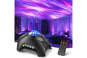 Northern Galaxy Light Aurora Projector with 33 Light Effects, Night Lights LED Star Projector for Bedroom Nebula Lamp, Remote Control, White Noises, Bluetooth Speaker for Parties Black