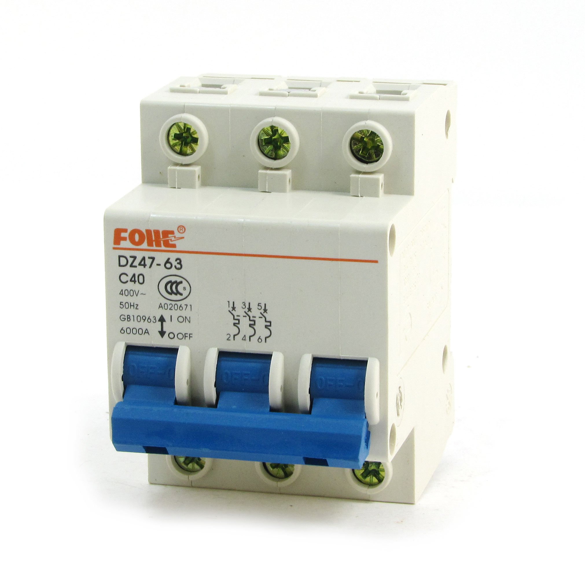 Sourcingmap DZ47-63 3 Phase 6000Amp Overload Protection Circuit Breaker 400V 40Amp