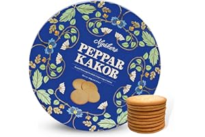 GOODSCIOUS Nyakers Pepparkakor Swedish Ginger Snaps Cookies, Vegan Cookies, Dairy-Free Snacks, Gourmet Cookies, Food Gift for Holidays, Valentines Day, Thanksgiving - Packed in a Beautiful Tin - 14.11oz (Blue)