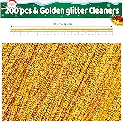 Iooleem 200pcs Golden Glitter Pipe