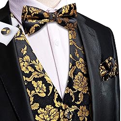 Hi-Tie Mens Suit Vest Bowtie Set Ties for Men V