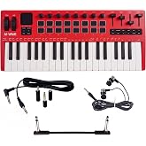 M-VAVE SMK-37 PRO Red MIDI Keyboard Controller, 37 Key Wireless MIDI Keyboard with Velocity Sensitive Keys, Backlit RGB Drum Pads, Pitch Bend, Modulation Wheel, Bluetooth MIDI