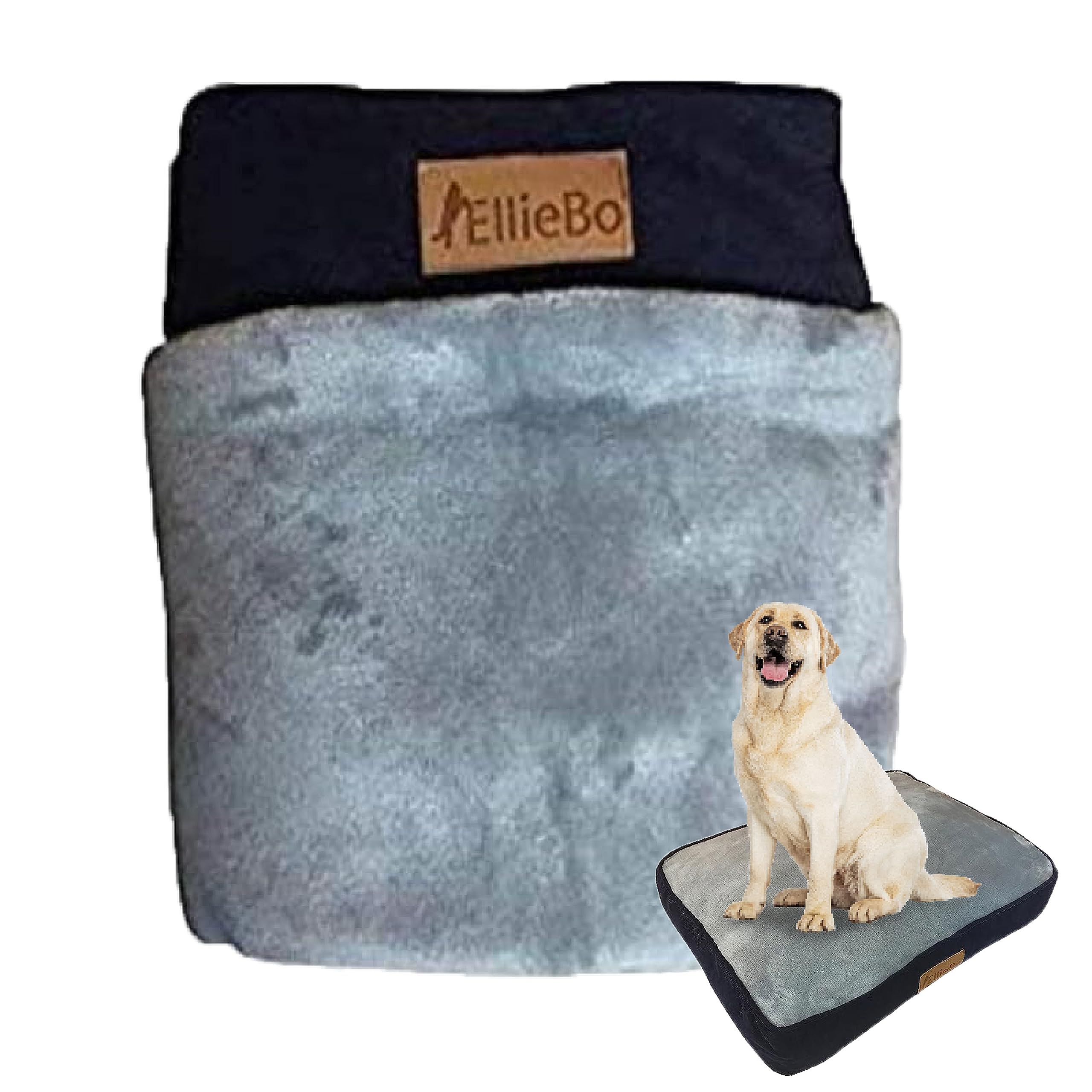 Ellie-Bo XL Dog Bed Cover for 42-inch Dog Cage/Crate - Blue Corduroy/Grey FauxFur