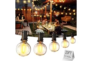 XURISEN Outdoor String Lights, 33FT LED Patio Lights for Outside 15 Shatterproof G40 Globe Bulbs UL Listed IP65 Waterproof Hanging Lighting for Backyard Balcony Bistro Party Decor