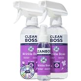 CleanBoss Wrinkle Release Spray for Clothing - 2 Pack &amp; 1 Mini Bottle | Fabric Wrinkle Release Spray with Travel Size Bottle, Crease Release, Dewrinkler, Non Toxic Fabric Spray