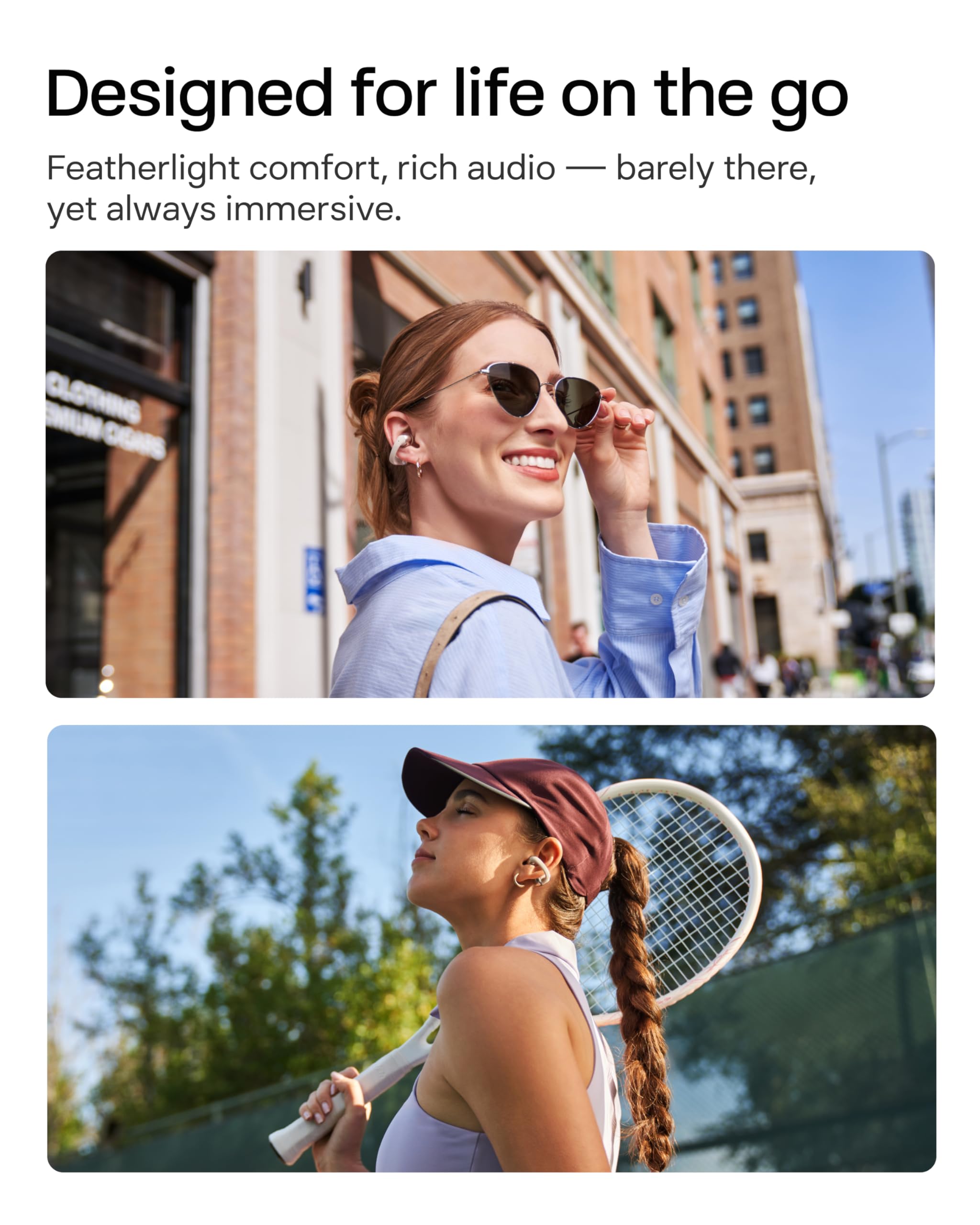 SHOKZ OpenDots ONE-Open-Ear Headphones, Clip-On Earbuds-Wireless Bluetooth Earbuds with Microphone-Secure, Lightweight, Comfort-Premium Dolby Audio-Water Resistant-Fast Charging-Up to 40 hrs Playtime