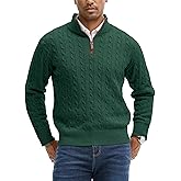 JEMLDL Men's Quarter Zip Pullover Sweaters Cable Knit Texture Slim Fit Mock Neck Sweaters