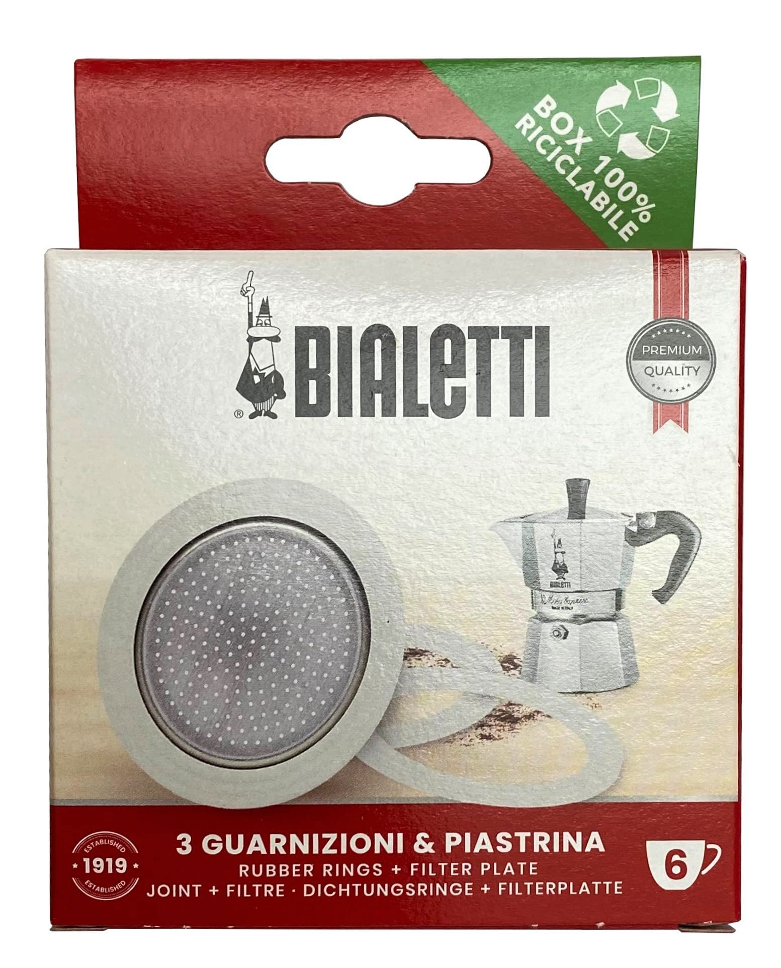 Photo 1 of Bialetti 3 Replacement Seals and 1 Filter for 6 Cup Moka Express Blister Pack