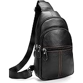 molshine Genuine Leather Sling Crossbody Bag,Fashion Chest,Casual Shoulder Bag for Men Women Work Travel Cycling HB024