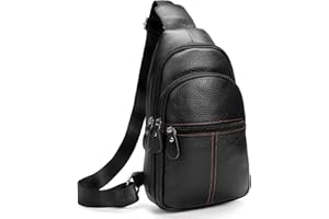 molshine Genuine Leather Sling Crossbody Bag,Fashion Chest,Casual Shoulder Bag for Men Women Work Travel Cycling HB024
