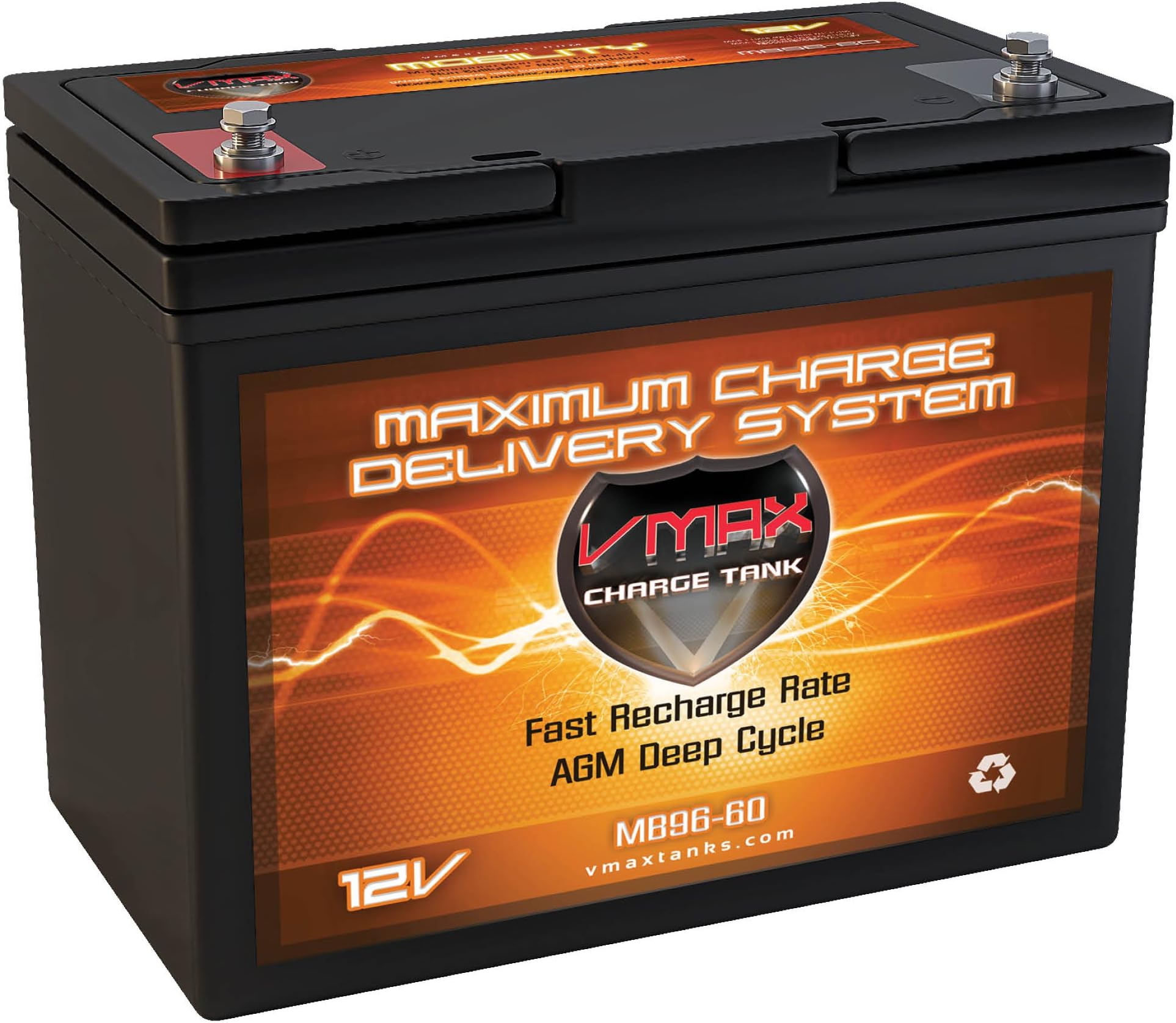 VMAXMB96 AGM Group 22 Deep Cycle Battery Replacement for Balder Finesse 12V 60Ah Wheelchair Battery