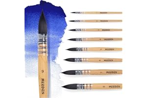 MEEDEN Watercolor Brushes Professional - 9 Pack Synthetic Squirrel Hair Artist Paint Brushes Set with Beech Wood Handle Great for Artists Hobbyists