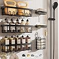 Veken Stainless Steel Shower Caddy 6-Pack, Adhesive Rustproof Shelves Rack with Soap Holder, Large Capacity Bathroom Organizers and Storage, No Drilling Wall-Mounted Kitchen & Home Decor, Bath Decor