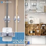 TDBS Mop & Broom Holder Wall Mounted Gripper 2-Pack Waterproof Easy Grip view 5