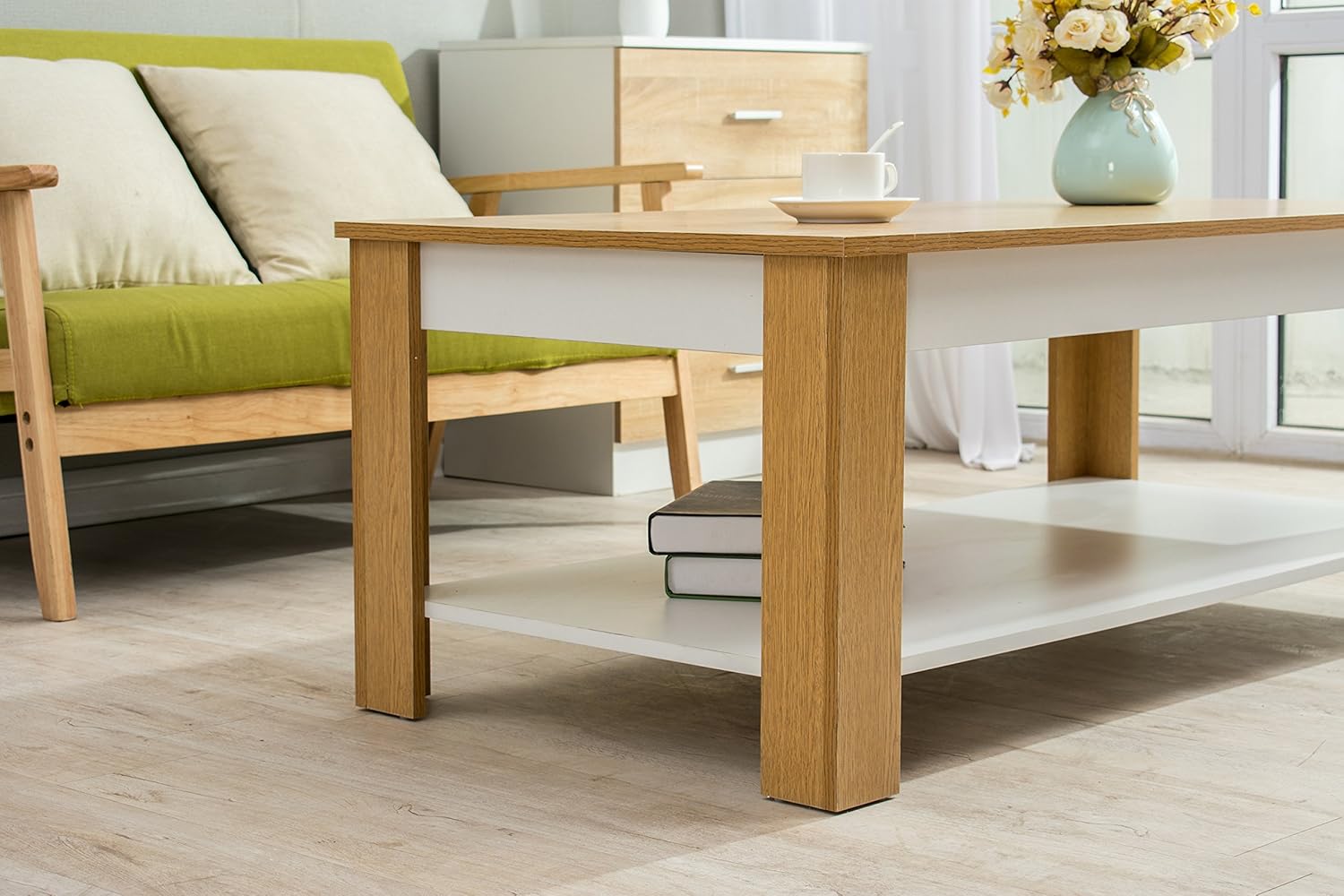 Cherry Tree Furniture Oak White Colour Living Room Coffee Table Tv Stand Table 120 X 60 Cm Home Garden Store Coffee Tables