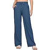 Willit Women Linen Pants Wide Leg Casual Palazzo Pants Cotton Linen Lounge Beach Summer Pants with Pockets 29"/31"/ 33"
