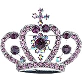 Alilang Amethyst Purple Multi-Colored Crystal Rhinestone Royal Princess Queen Crown Brooch Pin