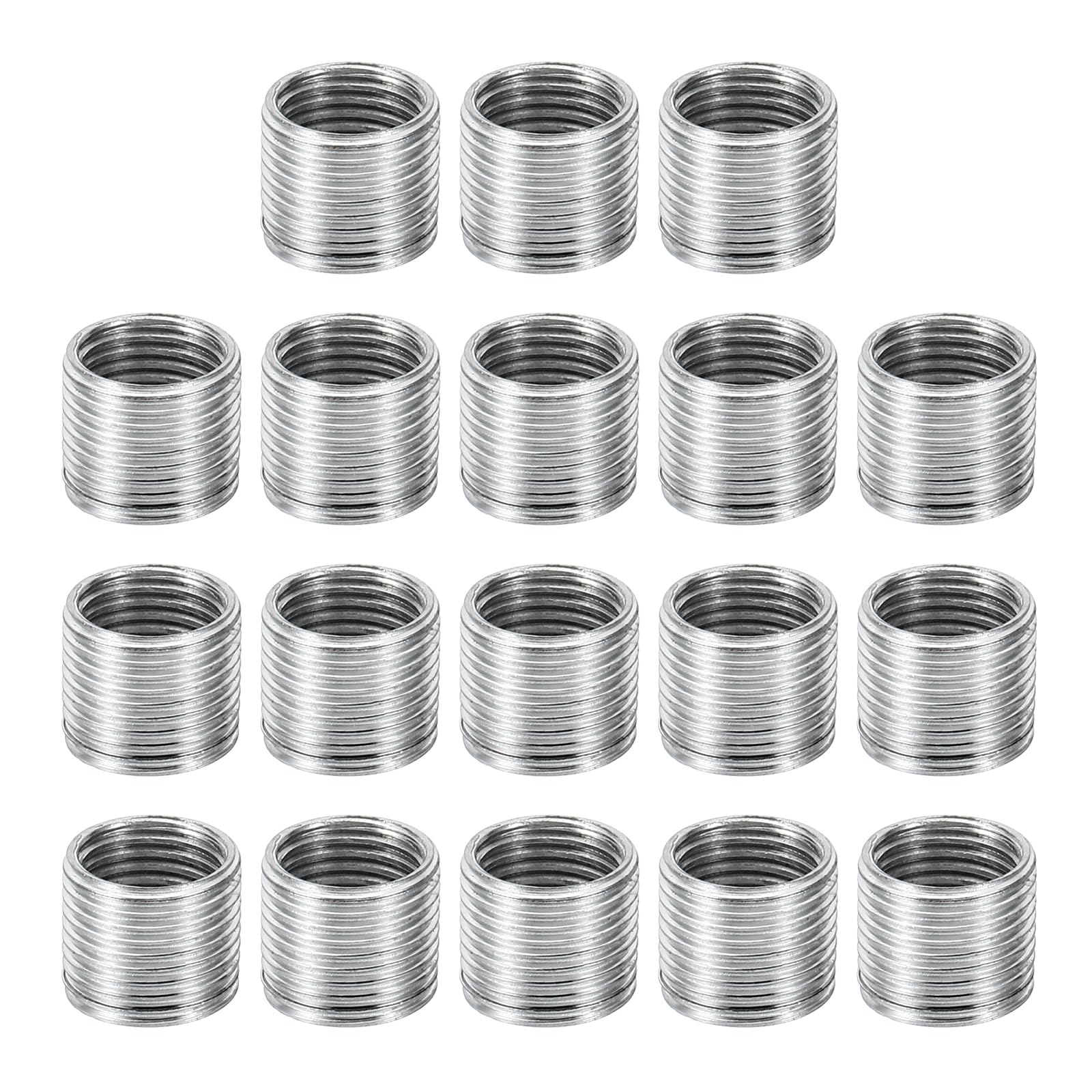 PATIKIL M12xM10x10mm Metal Threaded Repair Insert Nut, 18Pcs Male to Female Fine Thread Sleeve Inserts Reducing Nut Adapter Reducer Screw Sleeves, White Zinc