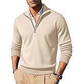 COOFANDY Mens Quarter Zip Pullover Slim Fit Lightweight Sweater Mock Neck Casual Polo Sweaters
