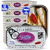 BELA Wild Caught Portuguese Sardines - Lightly Smoked and Marinated in Piri Piri Flavored Extra Virgin Olive Oil | 4.25 Oz (Pack of 12) | All Natural, High Protein, Hand Selected, Sea Salted, & Omega 3 Rich