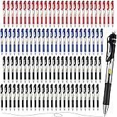 Spakon 200 Pieces Gel Pens Bulk Retractable Ink Ballpoint Pen Bulk Rolling Ball Medium Point 0.5mm Ballpoints with Soft Grip for Journal Writing Office Home(Blue, Red, Black)
