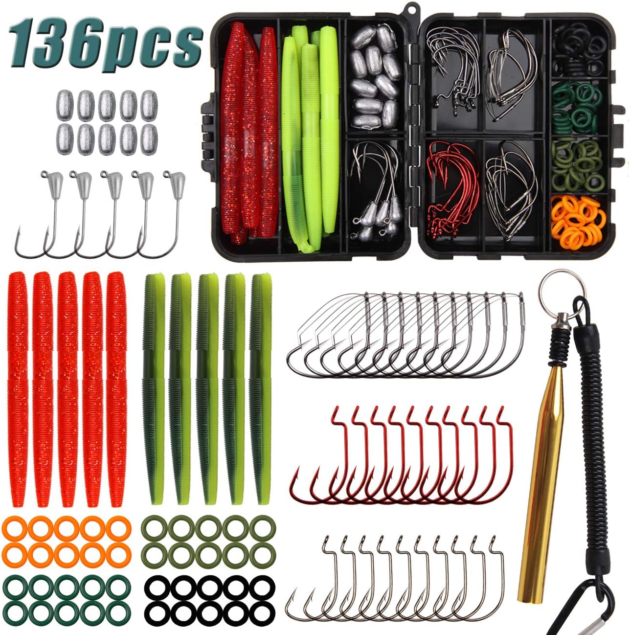 136pcs Wacky Rig Tackle Kit