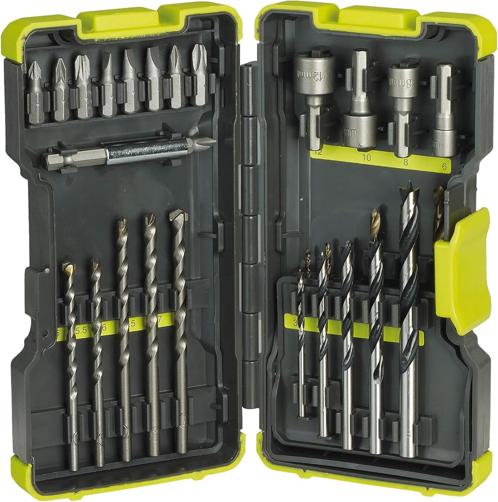 RYOBI RAK30MIX 30 Piece Mixed Drilling Driving Bit Set Metal Masonry Wood Box
