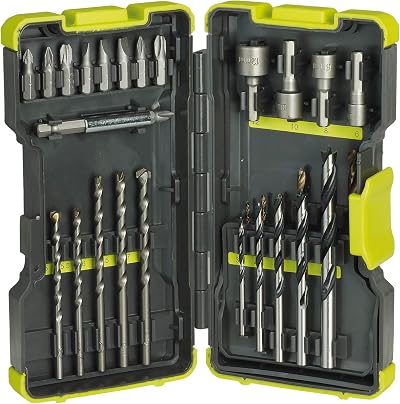 RYOBI RAK30MIX 30 Piece Mixed Drilling Driving Bit Set Metal Masonry Wood Box