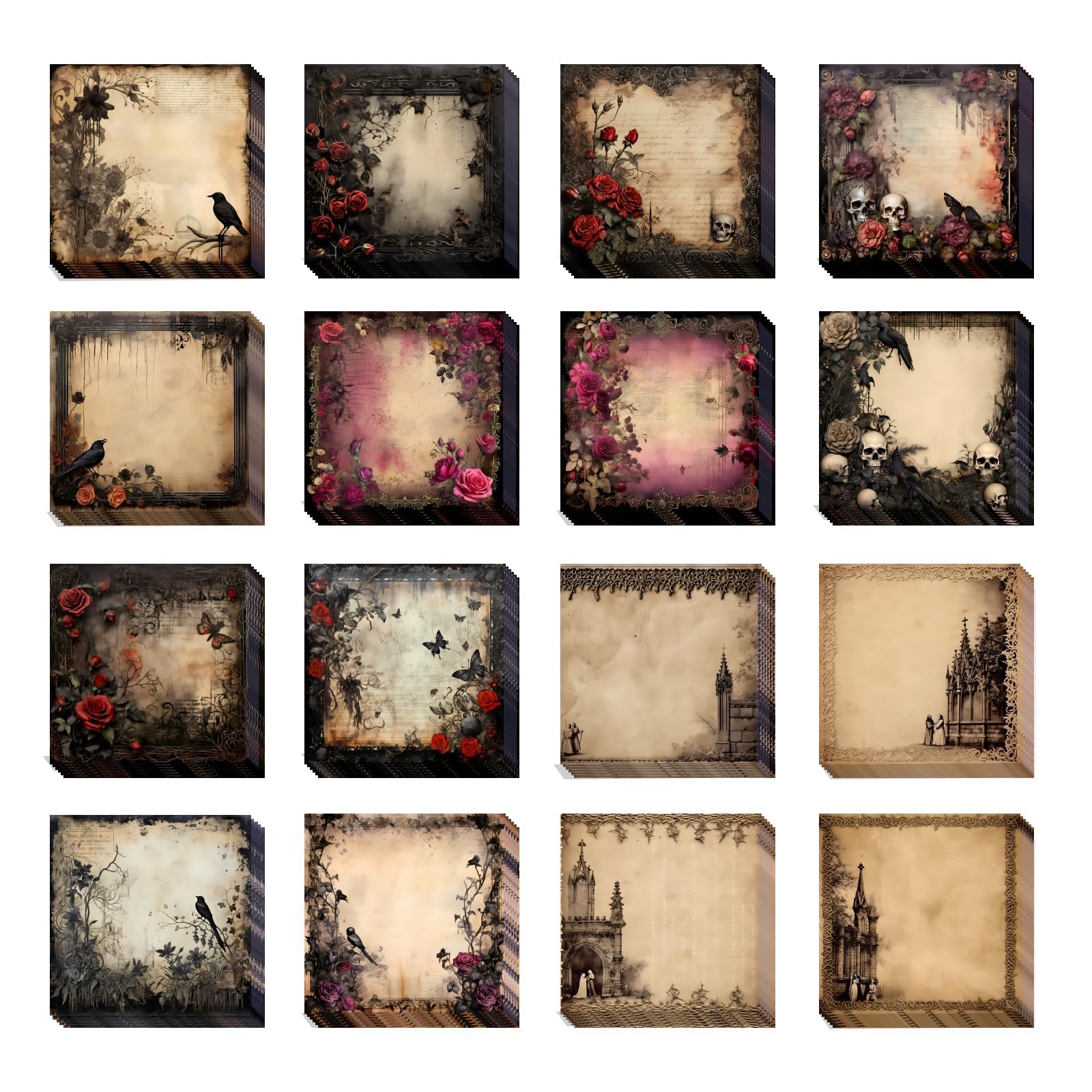 Photo 1 of 16 Pieces Halloween Gothic Style Sticky Notes Self-Adhesive Gothic Style Design Note Pads Gothic Style Sticky Memo Notes for School Office Home Supplies Students Teachers Gift