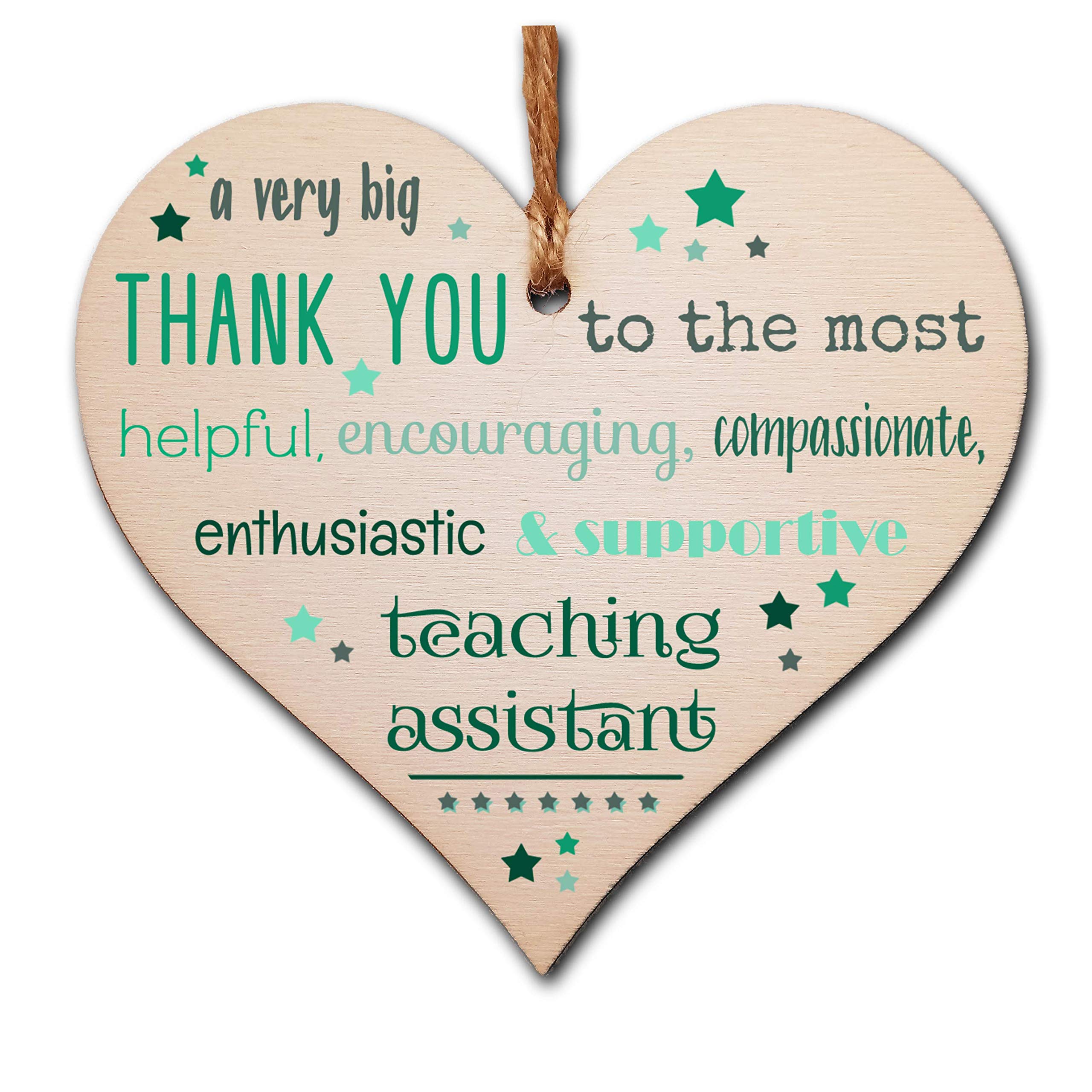 The Plum Penguin Handmade Wooden Hanging Heart Plaque Gift Very Big Thank You Teaching Assistant card alternative present from child funky wording