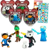 Piggy Action Figure 4 Pack - Bundle with 3.5" Figurines of Alfis, Billy, Frostiggy, Willow for Men and Women Plus Stickers | Piggy Collectible Figure for Adults
