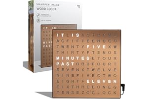 Sharper Image LED Word Digital Clock, 7.75", Copper Finish, Light-Up Desk & Wall Clock, Modern Time Display, Shelf or Wall Decor for Home Office, Living Room, Kitchen & Bedroom, Housewarming Gift