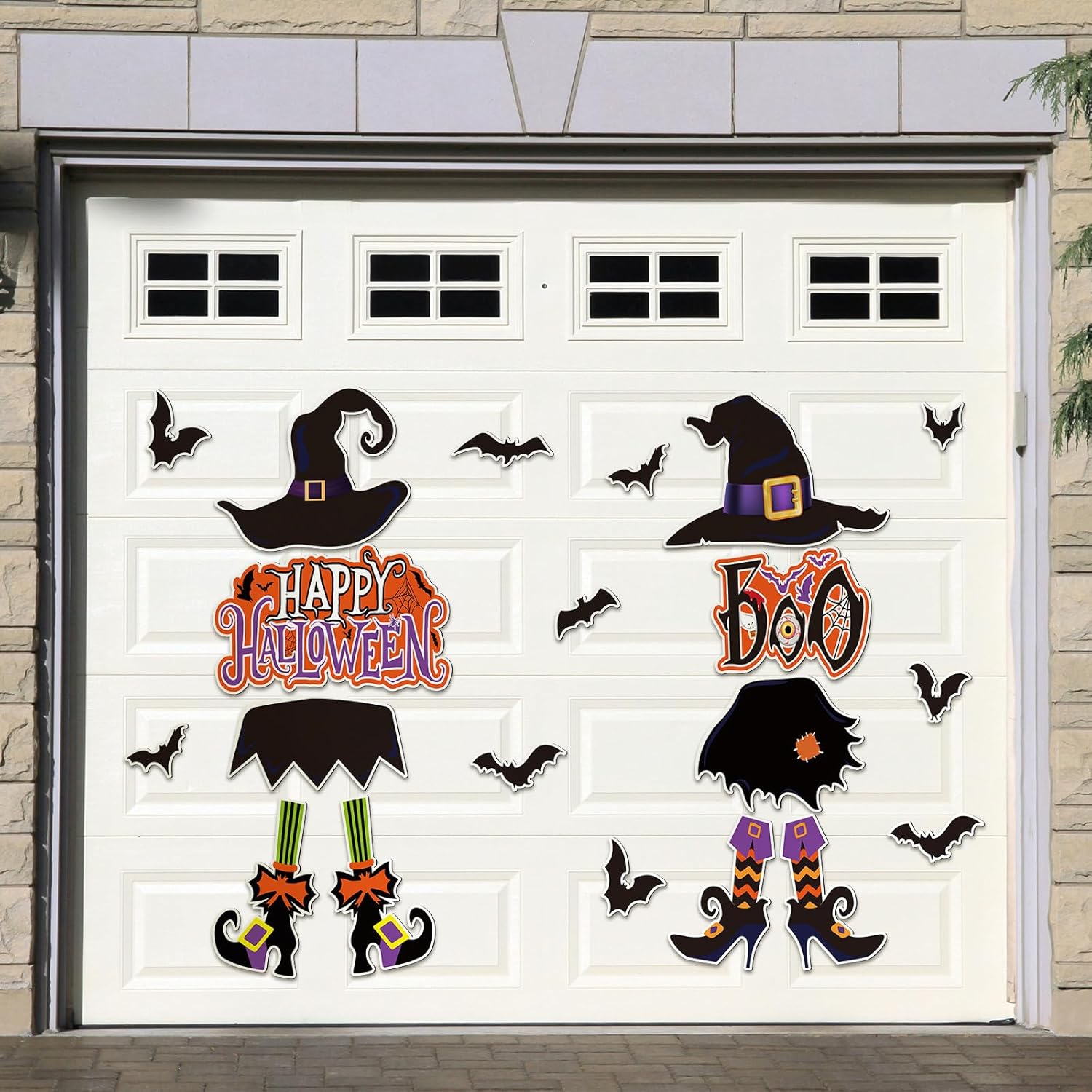 Garage Door Decorations - Kanayu Halloween Garage Door Decoration Happy Halloween Garage Door Magnets Bat Witch Hat Refrigerator Magnetic Stickers Halloween Decorations for Garage Door, Car