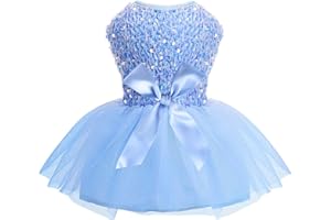 PINKBOW Dog Clothes for Small Dogs Girl Fall Dog Dresses for Small Dogs Fleece Small Dog Sweaters, Small Dog Clothes Female,Cat Sweaters Pet Outfit Apparel for Wedding Birthday Blue Small