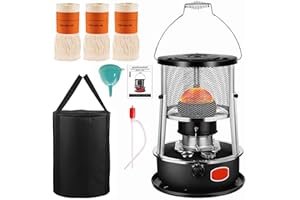 Windpost Indoor & Outdoor Kerosene Heater With 3 Wicks, 9000 BTU, No Electricity Required,Cordless Portable Heater With Storage Bag for Camping,Cooking and Heating