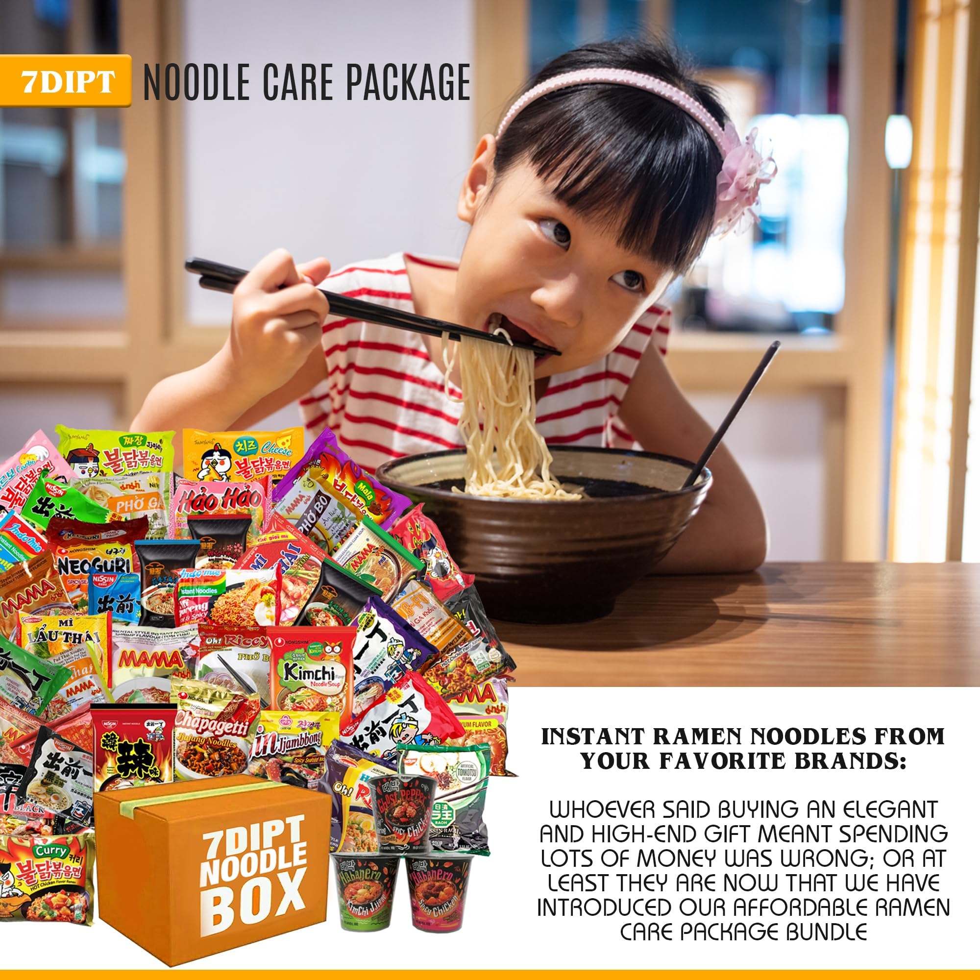Assorted Ramen Variety Bundle. Instant Noodle Box includes Free Fortune Cookie & Free Chopsticks - Nong Shim, Nissin, Samyang, Mama, Acecook, Kung-Fu, Ottogi with Extra Mix Brands. (Spicy Cups, Bowls, Bags (10 pack))