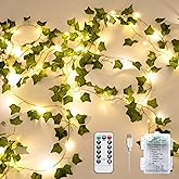 Alabeila Nest Fake Plants Vines,33ft 100 LED Artificial Ivy Garland with Fairy Lights,for Home Living Room Bedroom Wall Art Aesthetic Office Coffee Wedding Party Farmhouse Dorm Outdoor Garden Decor