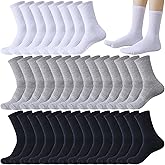 Looknniy 10/20 Pairs Crew Athletic Socks for Women Moisture Wicking Cushion Crew Socks for Sport Running Traveling