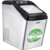NutriChef Countertop Nugget Ice Maker Machine - Electric Nugget Ice Maker Countertop with Ice Scoop and Basket, includes Rear