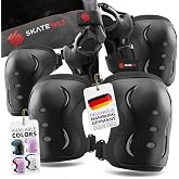 SKATEWIZ Kids and Adults Knee Pads and Elbow Pads Set with Wrist Guards for Roller Skating [6pc] - Skating Protective Gear for Roller Skates &amp; Skateboard