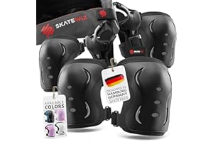SKATEWIZ Skate Pads for Kids Teenagers and Adults - Impact - Protective Gear Set [6pc] with Knee Pads Elbow Pads and Wrist Gu