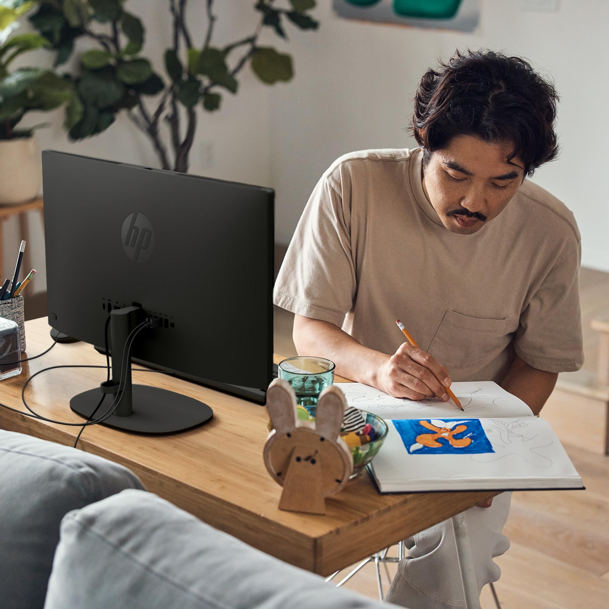 HP 21.45 inch All-in-One Desktop PC, FHD Display, Intel Processor N200, 8 GB RAM, 512 GB SSD, Intel UHD Graphics, Windows 11 Home, Jet Black, 22-dg0340 (2025)